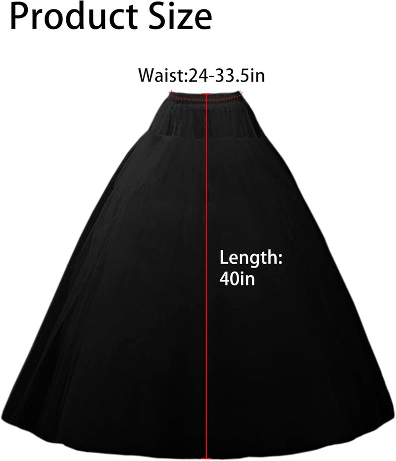 Mannice A-Line Hoopless Petticoat Skirt Crinoline Underskirt Half Slips Floor Length Petticoats for Women - Image 5